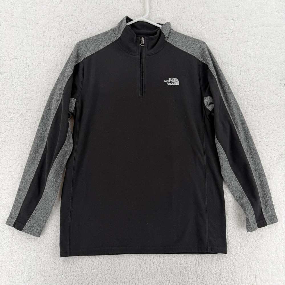 The North Face Jacket Boys XL‎ Black Gray Fleece 1/4 Zip Pullover Colorblock